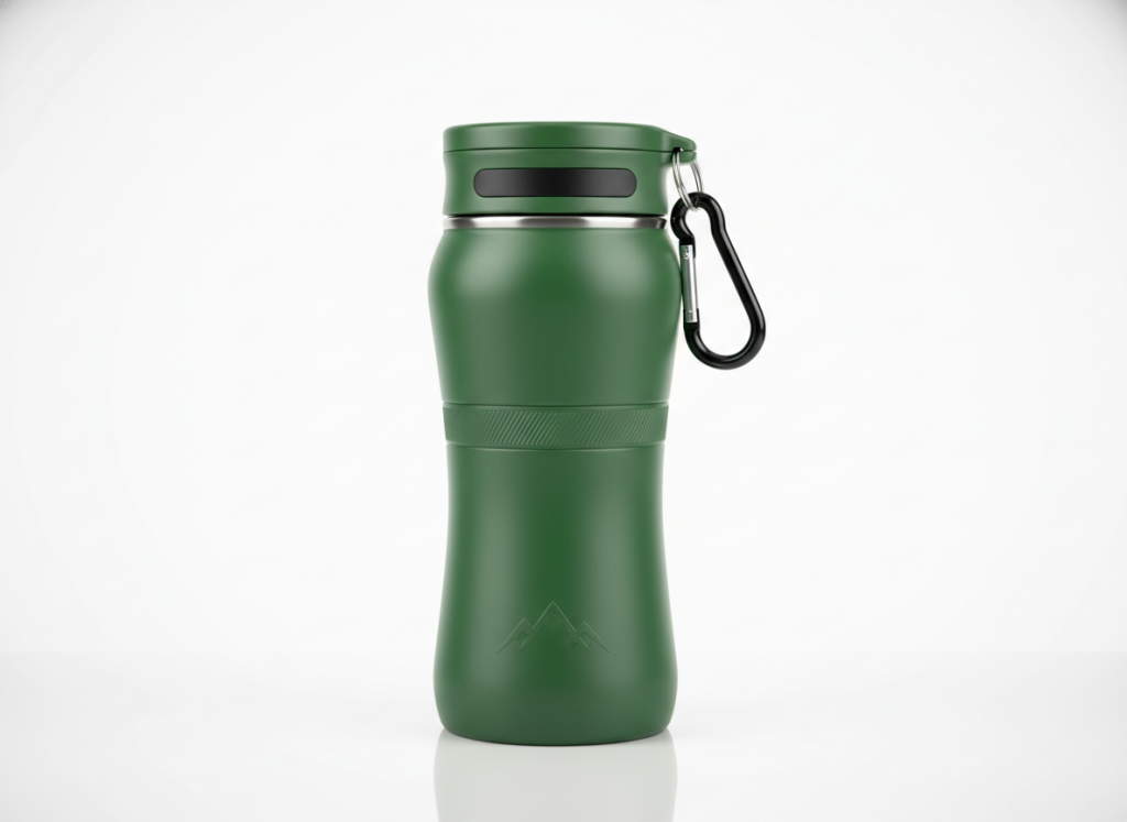 TrailMug insulated stainless steel bottle in forest green